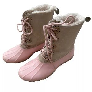 JACK ROGERS Scallop Chloe Waterproof Duck Rain Boot Women's 8 Blush Pink/Gold